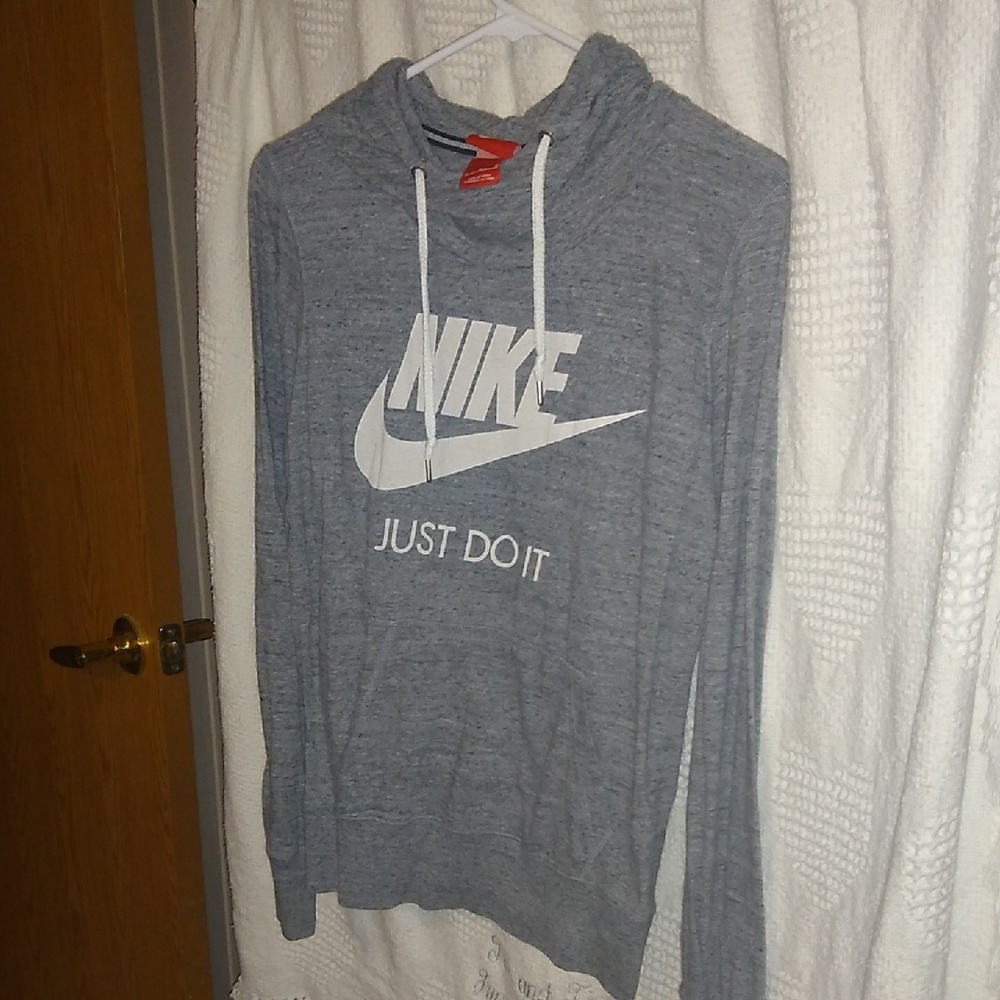 Nike Heather Gray Hoodie with White Logo